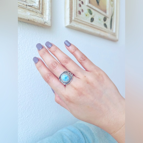 Big Chunky Larimar Ring size 8 - Picture 7 of 7